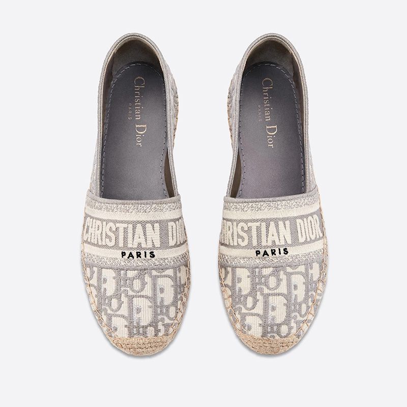 Hot Christian Dior Granville Espadrilles Women Oblique Motif Canvas Grey