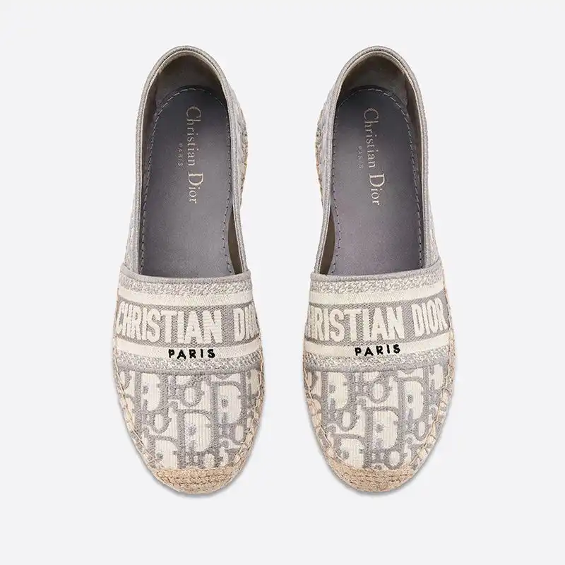 Cheap Hot Christian Dior Granville Espadrilles Women Oblique Motif Canvas Grey