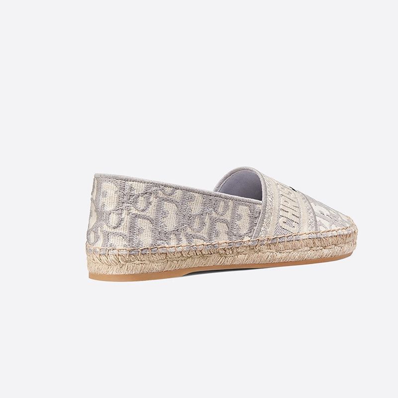 Hot Christian Dior Granville Espadrilles Women Oblique Motif Canvas Grey