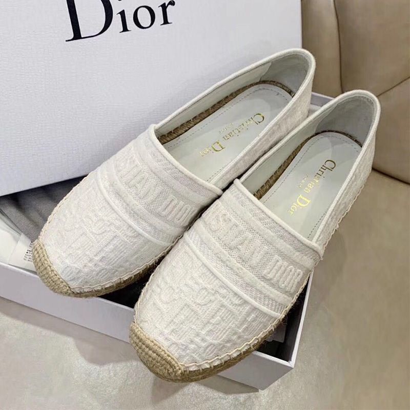 Hot Christian Dior Granville Espadrilles Women Oblique Motif Canvas White