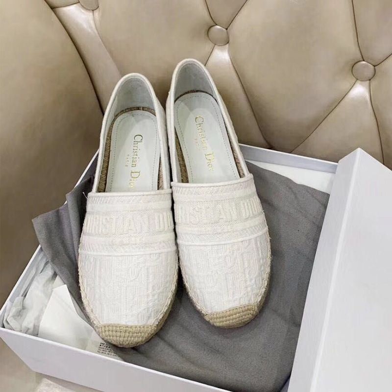 Hot Christian Dior Granville Espadrilles Women Oblique Motif Canvas White