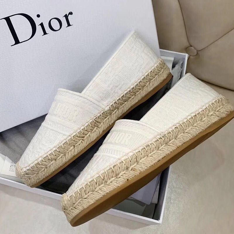 Hot Christian Dior Granville Espadrilles Women Oblique Motif Canvas White