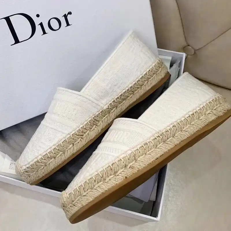 Affordable Hot Christian Dior Granville Espadrilles Women Oblique Motif Canvas White