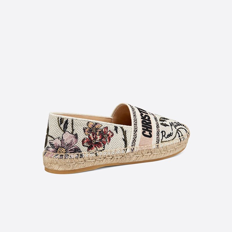 Hot Christian Dior Granville Espadrilles Women Rosa Mutabilis Motif Canvas White