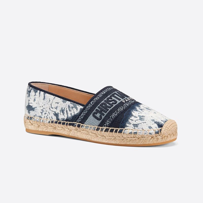 Christian Dior Granville Espadrilles Women Tie & Dye Motif Canvas Blue Hot Sale