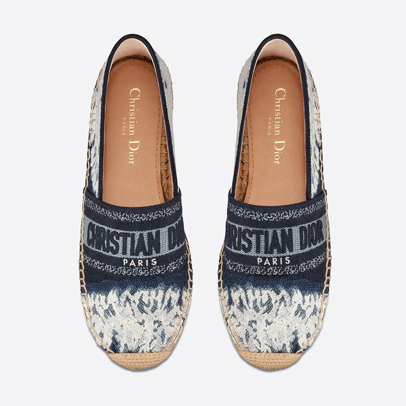 Hot Christian Dior Granville Espadrilles Women Tie & Dye Motif Canvas Blue