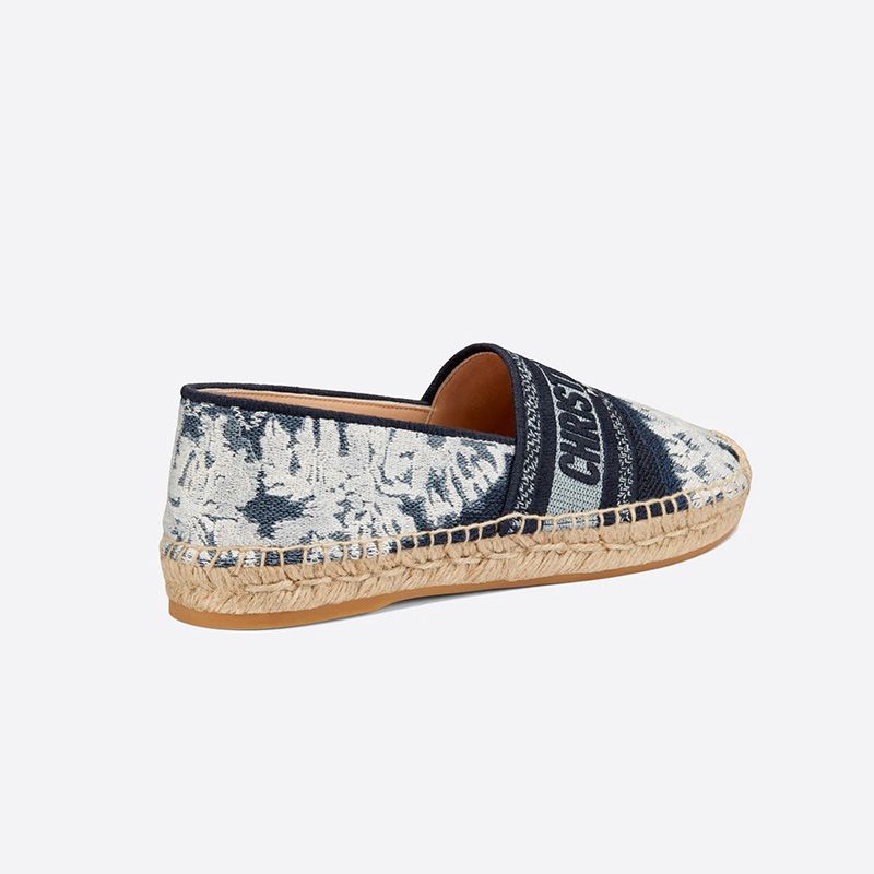 Hot Christian Dior Granville Espadrilles Women Tie & Dye Motif Canvas Blue