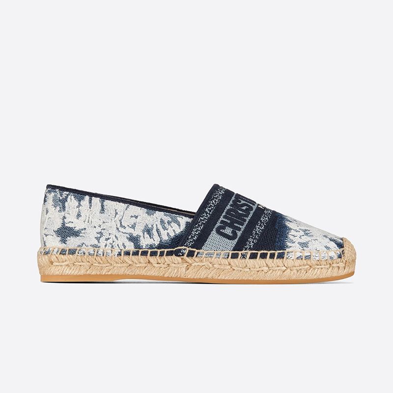 Hot Christian Dior Granville Espadrilles Women Tie & Dye Motif Canvas Blue