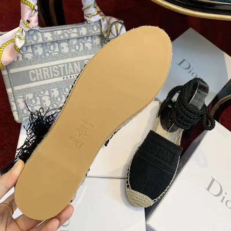 Affordable Hot Christian Dior Granville Espadrilles with Laces Women Oblique Motif Cotton Black