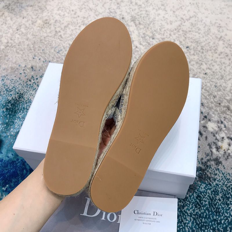 Christian Dior Granville Mules Women Oblique Motif Cotton Grey Hot Sale