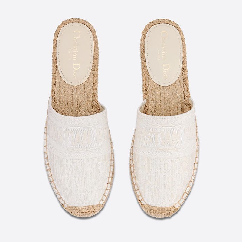 Christian Dior Granville Mules Women Oblique Motif Cotton White