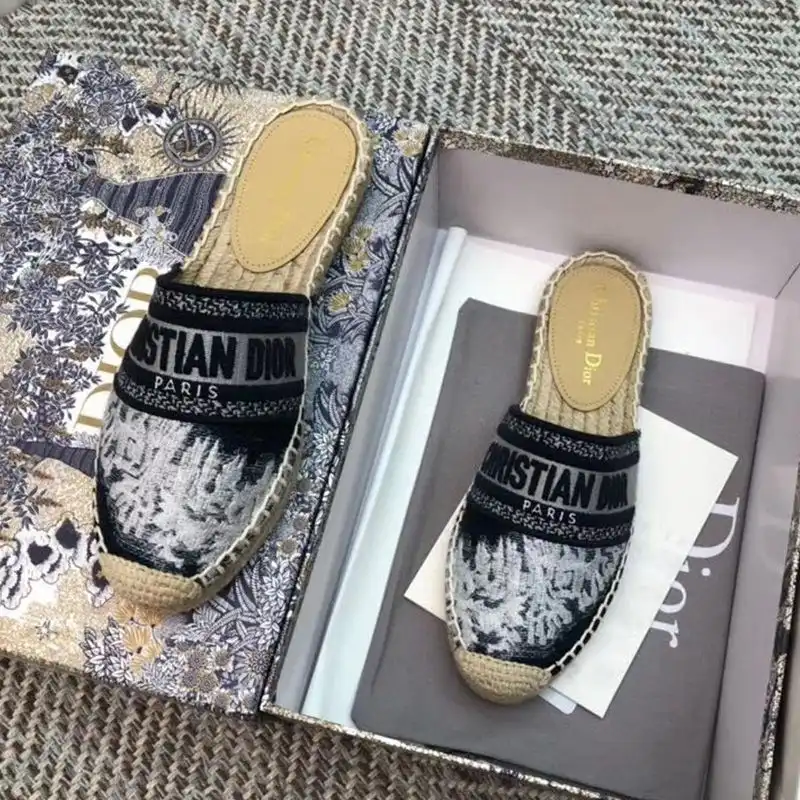 Affordable Hot Christian Dior Granville Mules Women Tie & Dye Motif Cotton Blue