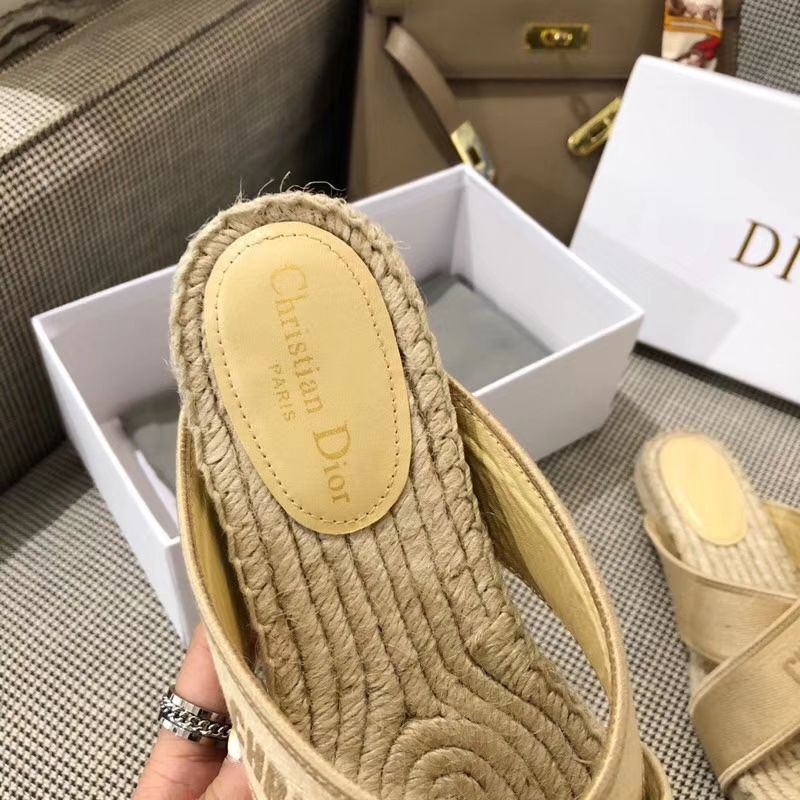 Hot Christian Dior Granville Slides Women Cotton Apricot