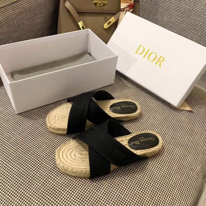 Hot Christian Dior Granville Slides Women Cotton Black