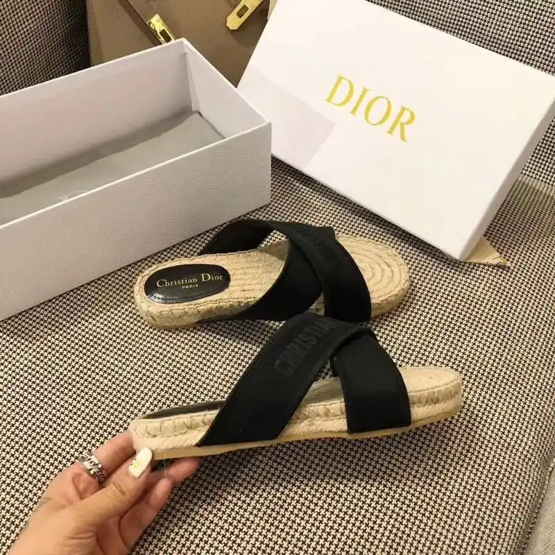 Cheap Hot Christian Dior Granville Slides Women Cotton Black