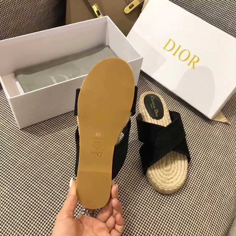 Christian Dior Granville Slides Women Cotton Black