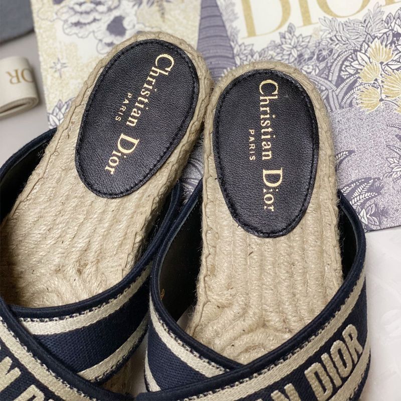 Hot Christian Dior Granville Slides Women Cotton Blue