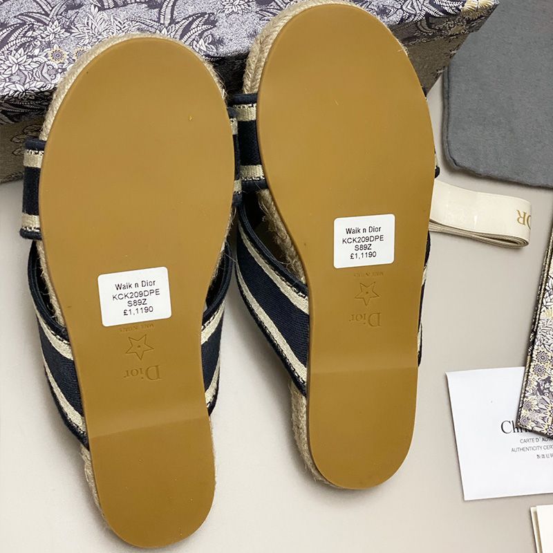 Hot Christian Dior Granville Slides Women Cotton Blue