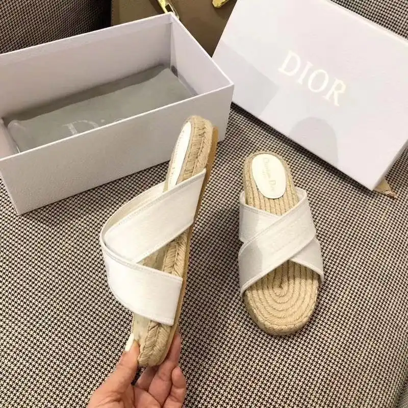 Cheap Hot Christian Dior Granville Slides Women Cotton White