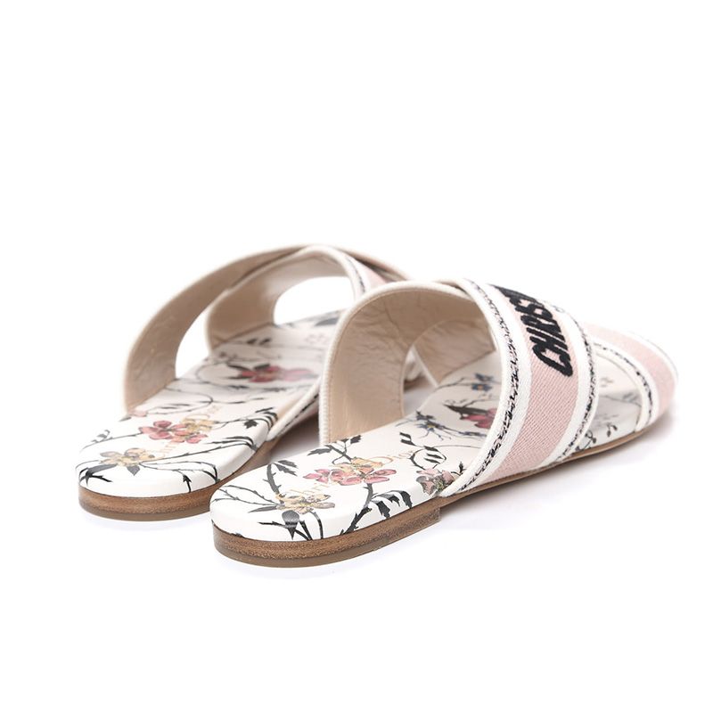 Christian Dior Granville Slides Women Rosa Mutabilis Motif Canvas White