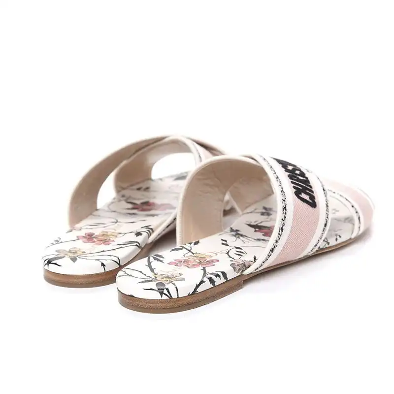 Cheap Hot Christian Dior Granville Slides Women Rosa Mutabilis Motif Canvas White