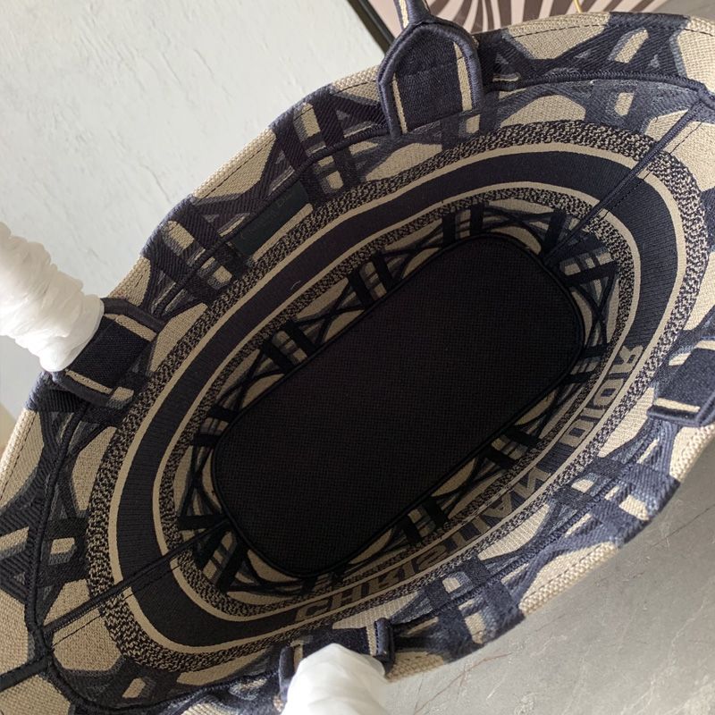 Christian Dior Hat Basket Bag Macrocannage Motif Canvas Blue Hot Sale