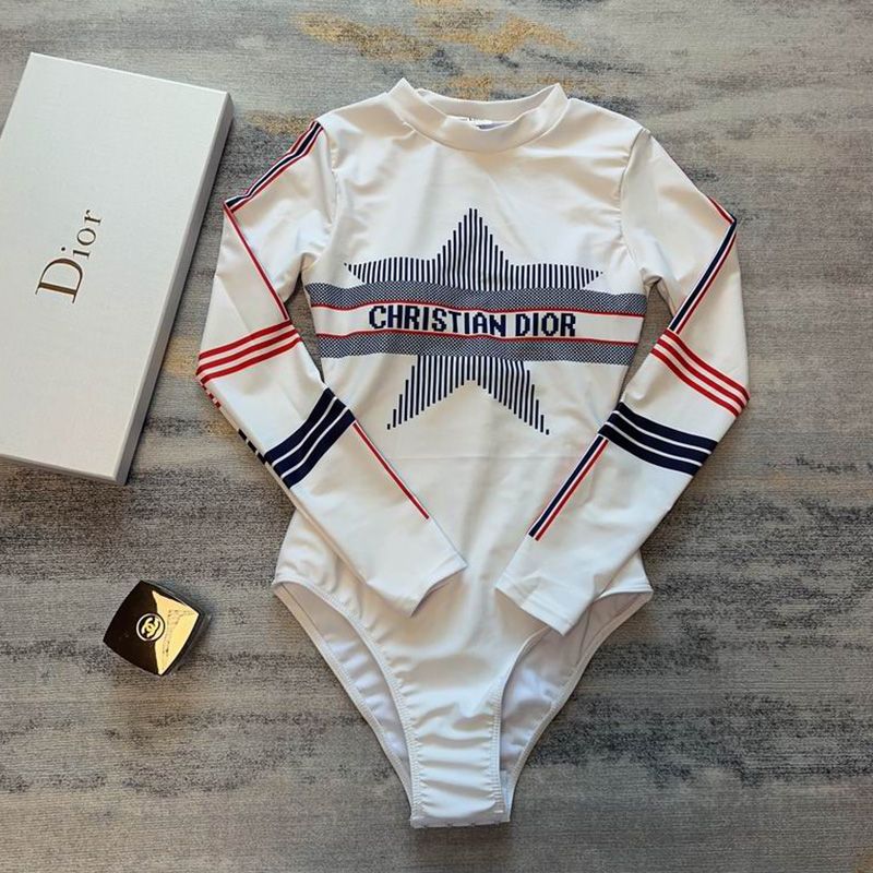 Hot Christian Dior Bodysuit Women DiorAlps Motif Lycra White