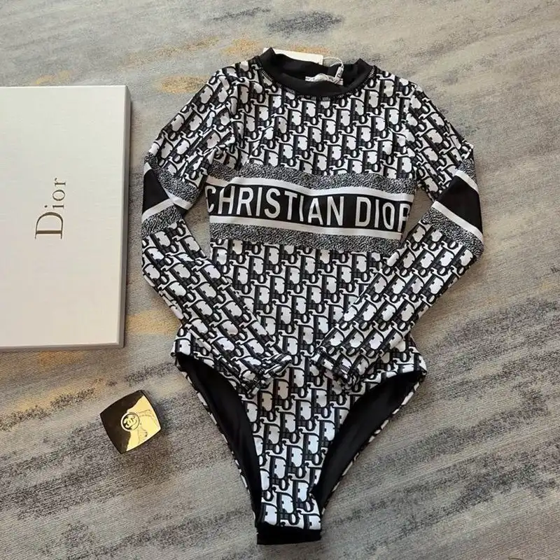 Hot Christian Dior Bodysuit Women Oblique Motif Lycra Black