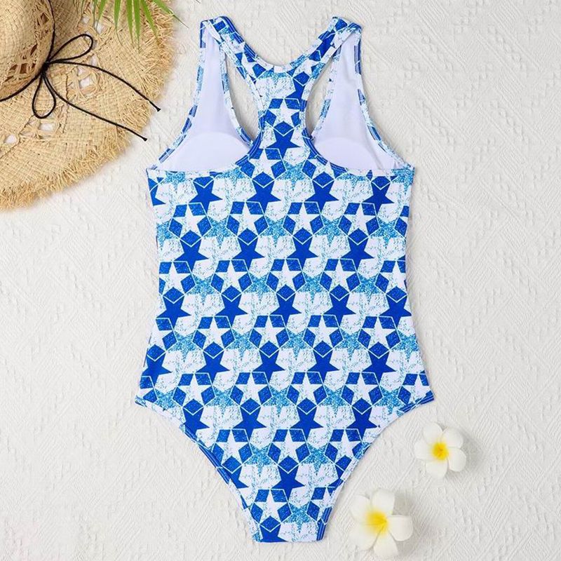 Christian Dior Racerback Swimsuit Women Etoile Motif Lycra Sky Blue Hot Sale