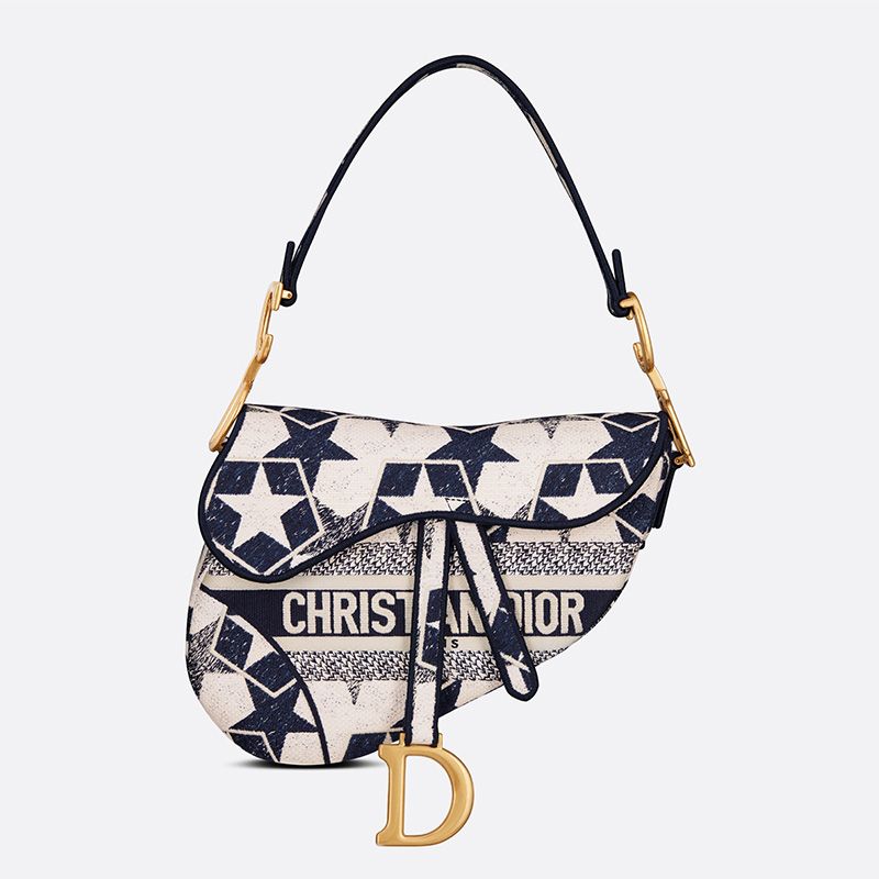 Christian Dior Saddle Bag Etoile Motif Canvas Blue White Hot Sale