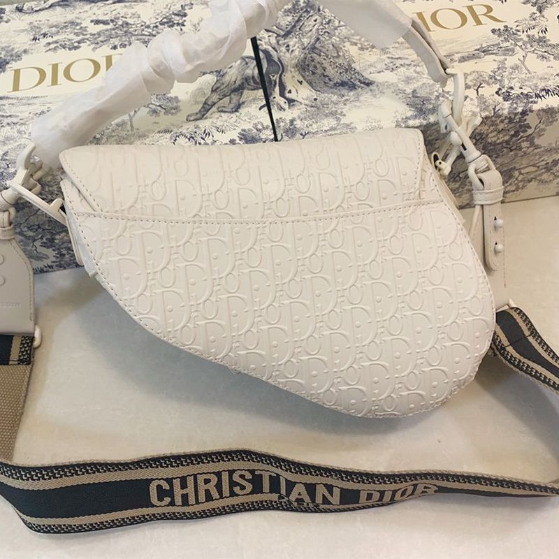 Christian Dior Saddle Bag Ultramatte Oblique Embossed Calfskin White Hot Sale