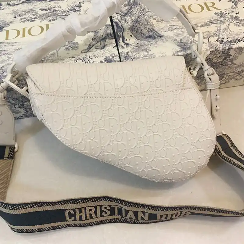 Cheap Christian Dior Saddle Bag Ultramatte Oblique Embossed Calfskin White