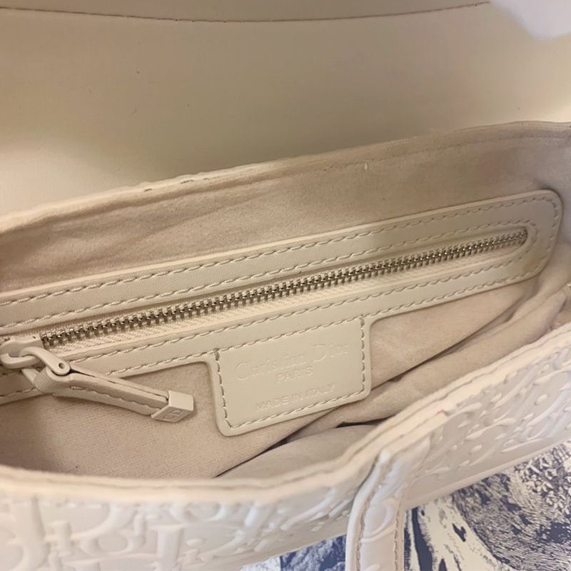 Christian Dior Saddle Bag Ultramatte Oblique Embossed Calfskin White Hot Sale