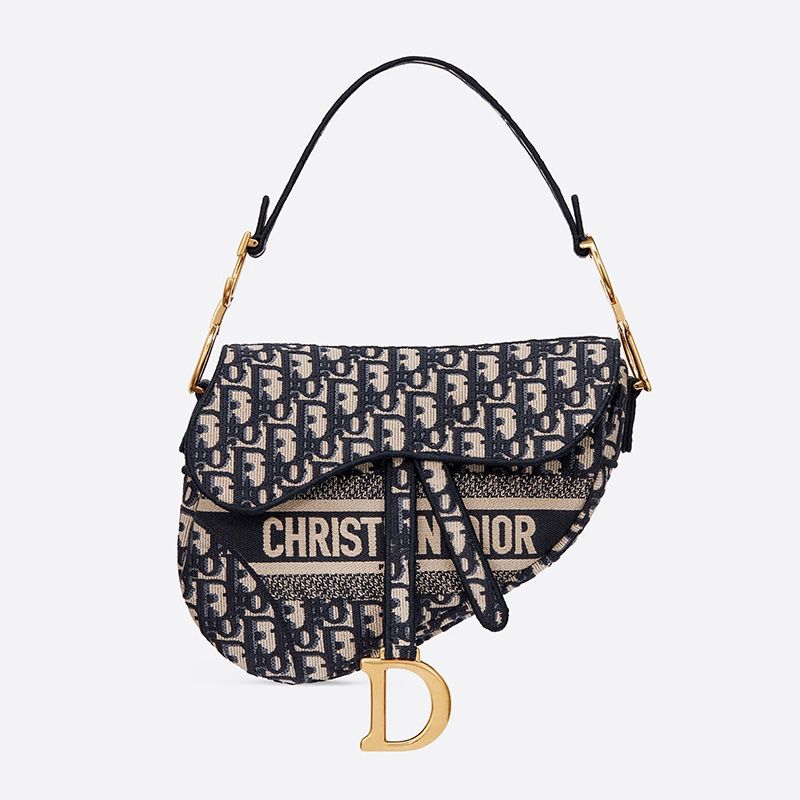 Hot Christian Dior Saddle Bag Oblique Motif Canvas Blue