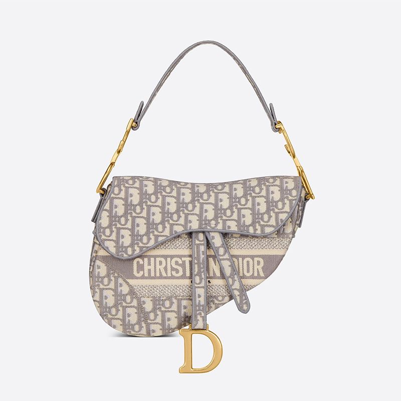 Christian Dior Saddle Bag Oblique Motif Canvas Grey Hot Sale