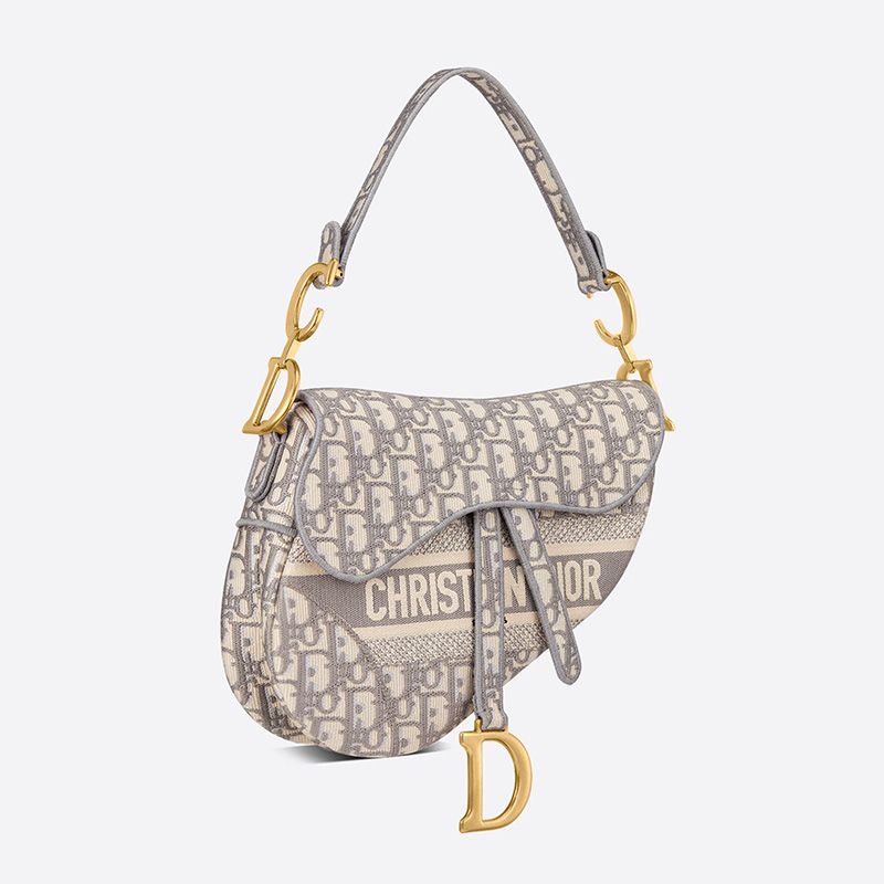 Christian Dior Saddle Bag Oblique Motif Canvas Grey Hot Sale