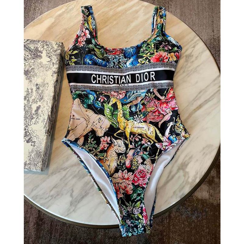 Hot Christian Dior Swimsuit Women D-Constellation Motif Lycra Black