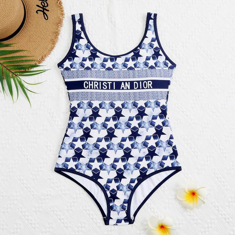 Hot Christian Dior Swimsuit Women Etoile Motif Lycra Blue