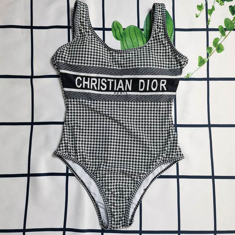 Hot Christian Dior Swimsuit Women Micro Houndstooth Motif Lycra Black