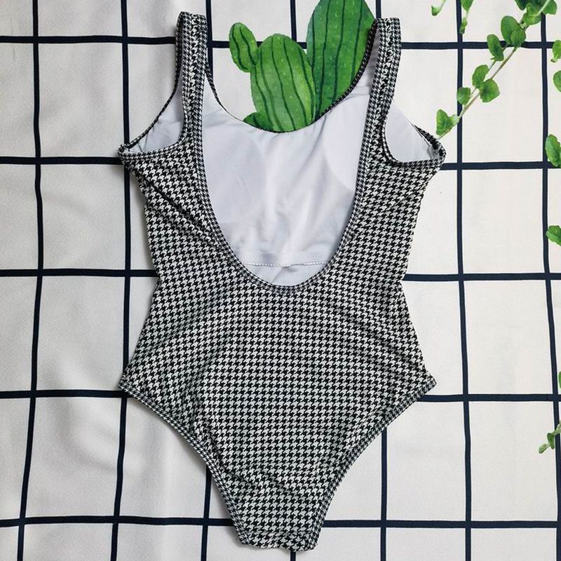 Hot Christian Dior Swimsuit Women Micro Houndstooth Motif Lycra Black