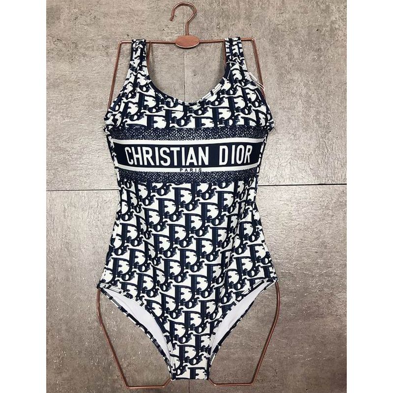 Hot Christian Dior Swimsuit Women Oblique Motif Lycra Black