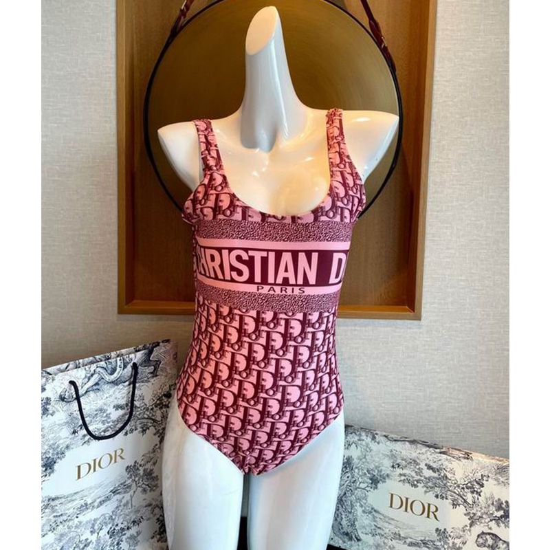 Hot Christian Dior Swimsuit Women Oblique Motif Lycra Burgundy