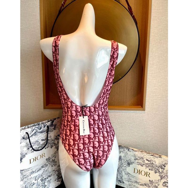 Hot Christian Dior Swimsuit Women Oblique Motif Lycra Burgundy