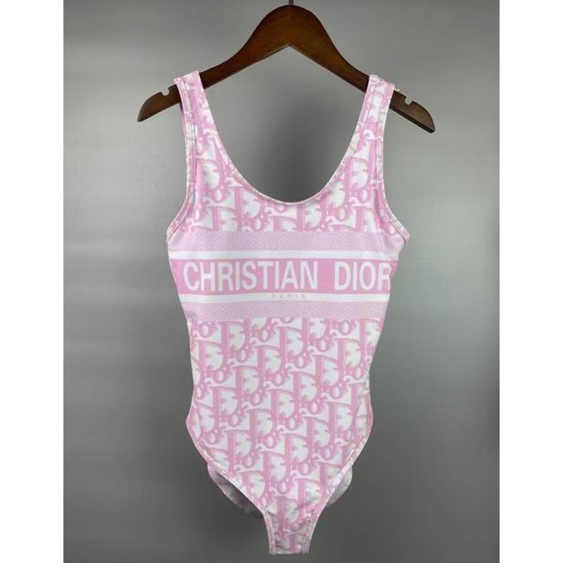 Hot Christian Dior Swimsuit Women Oblique Motif Lycra Pink