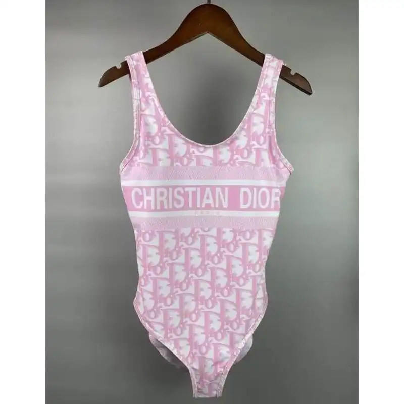 Hot Christian Dior Swimsuit Women Oblique Motif Lycra Pink