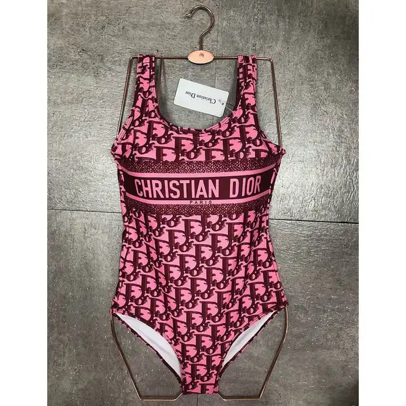 Hot Christian Dior Swimsuit Women Oblique Motif Lycra Rose