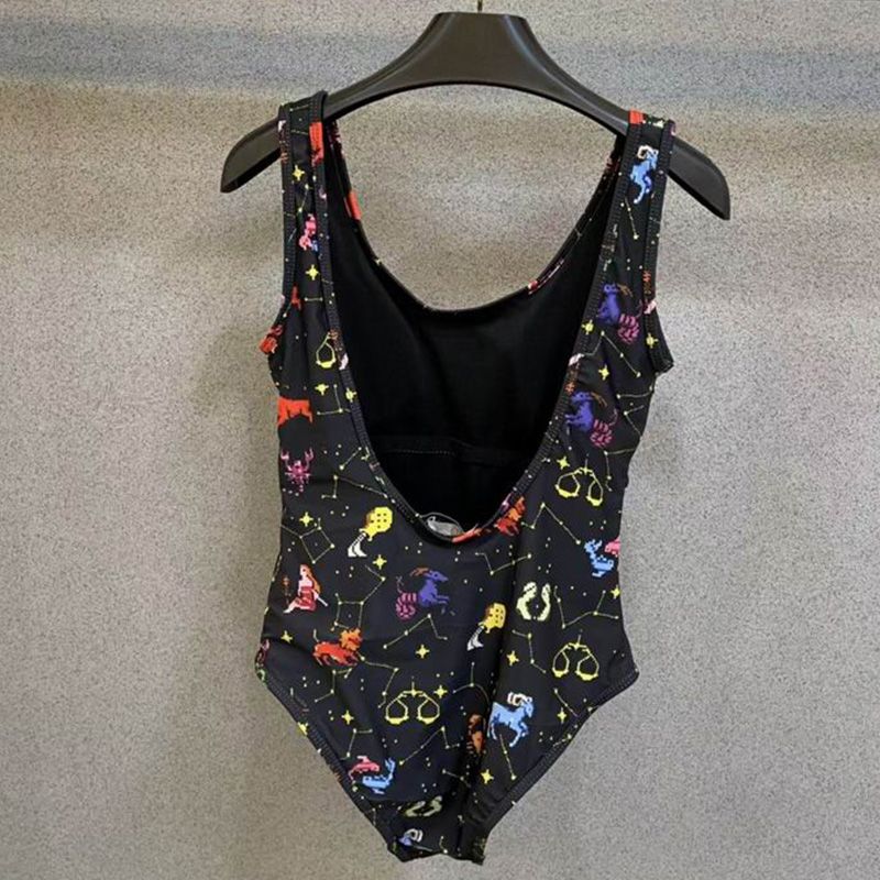 Christian Dior Swimsuit Women Pixel Zodiac Motif Lycra Black Hot Sale