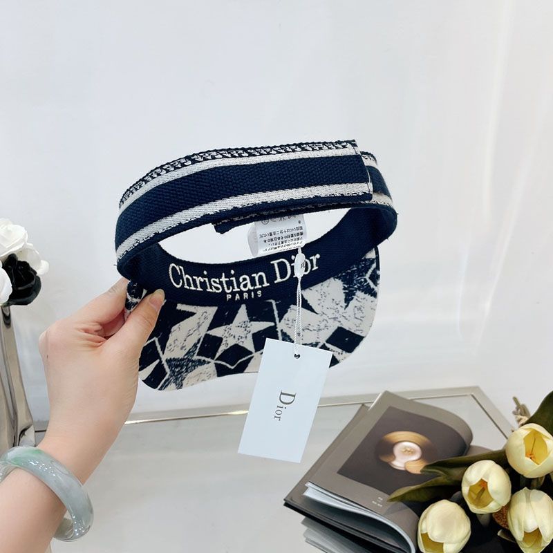 Christian Dior Visor Etoile Motif Cotton Blue