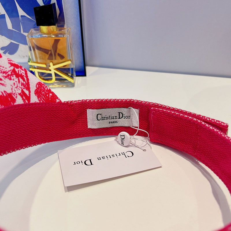 Christian Dior Visor Toile de Jouy Motif Cotton Red Hot Sale