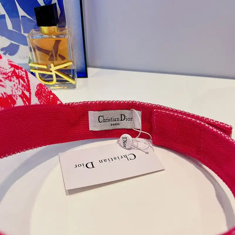 Affordable Hot Christian Dior Visor Toile de Jouy Motif Cotton Red